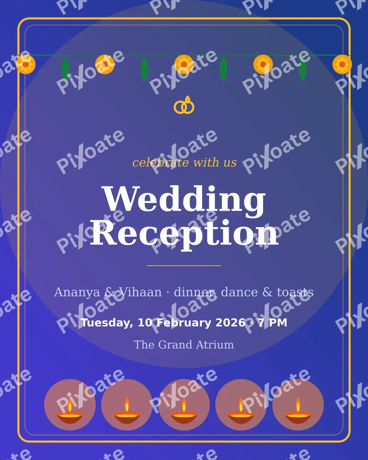 Reception Invite Reception Invite — editable blue invitation template, instagram portrait