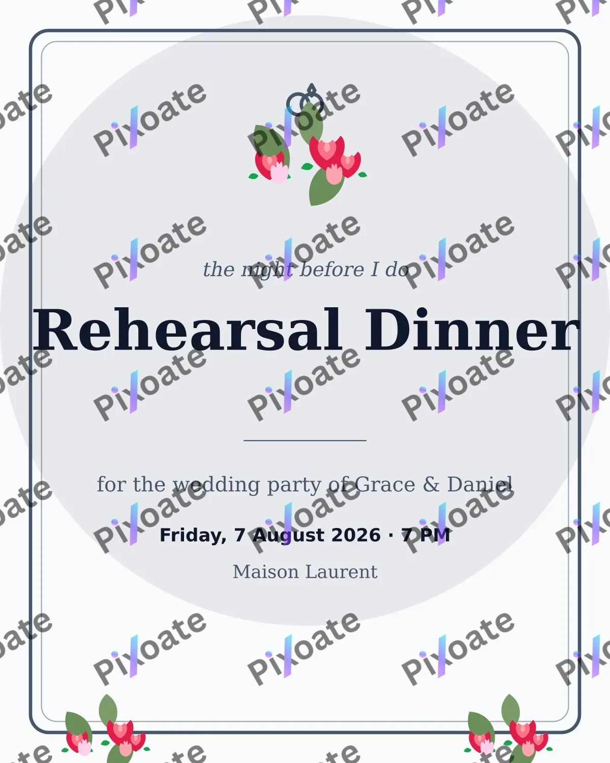 Rehearsal Dinner Rehearsal Dinner — editable white invitation template, instagram portrait