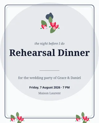 Rehearsal Dinner — editable white invitation template, instagram portrait