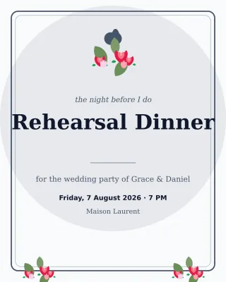 Rehearsal Dinner — editable white invitation template, instagram portrait