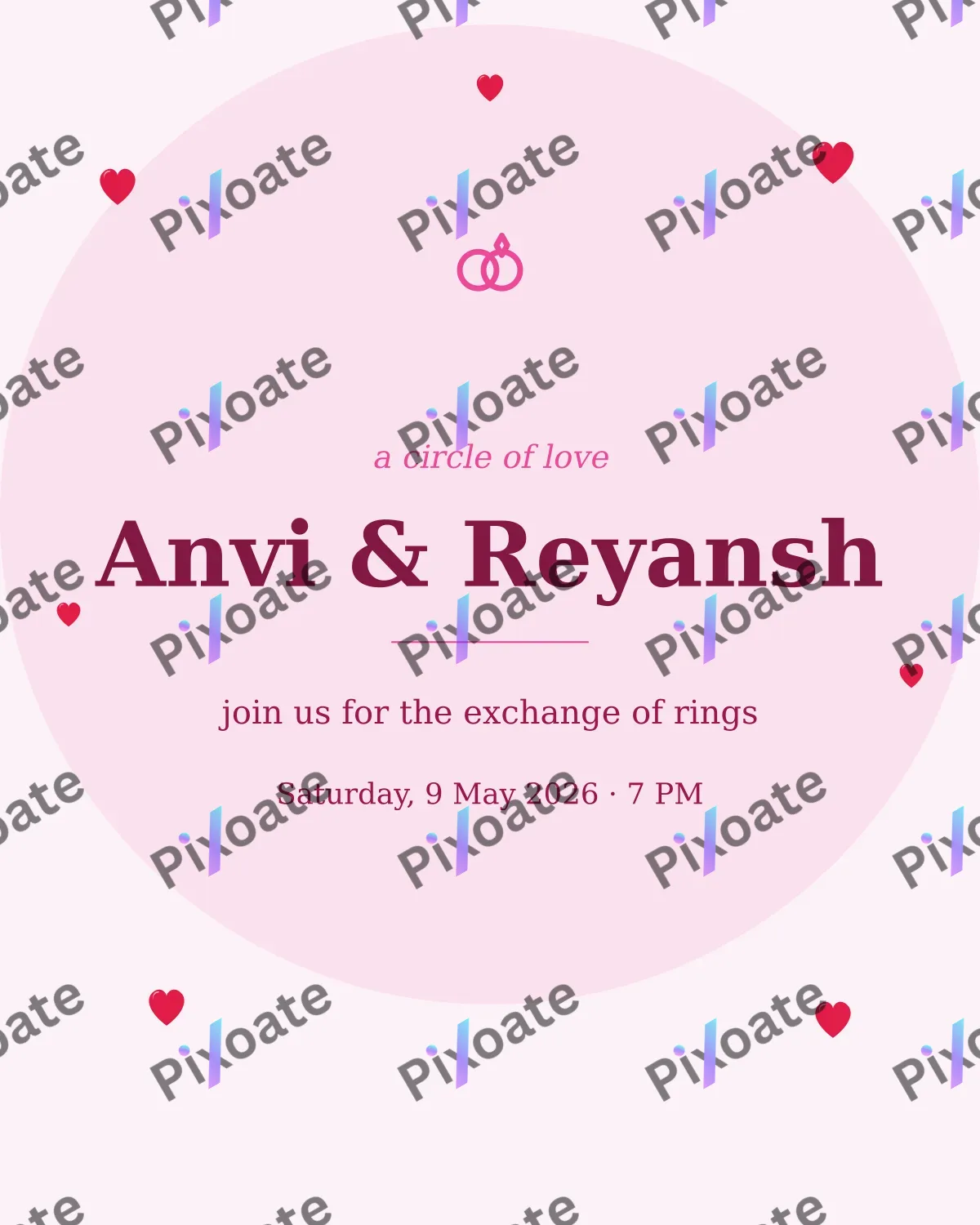 Ring Ceremony Blush Ring Ceremony Blush — editable white invitation template, instagram portrait