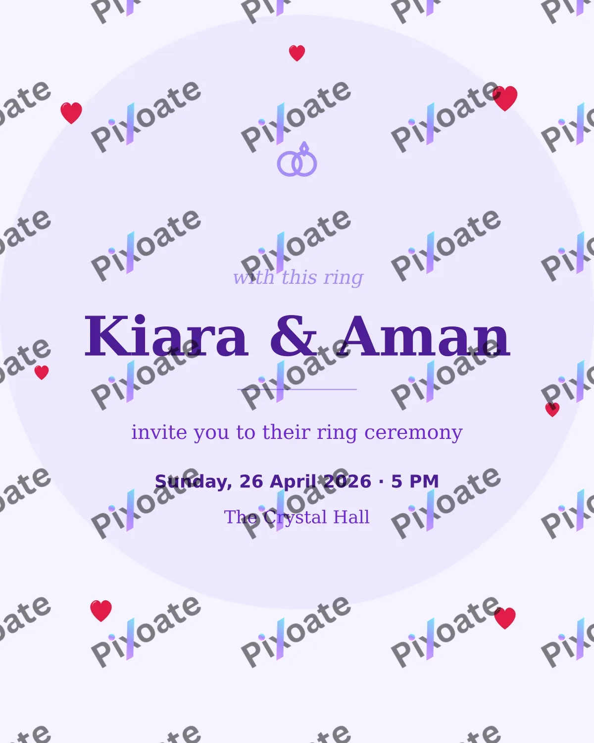 Ring Ceremony Ring Ceremony — editable white invitation template, instagram portrait