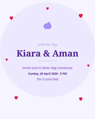 Ring Ceremony — editable white invitation template, instagram portrait