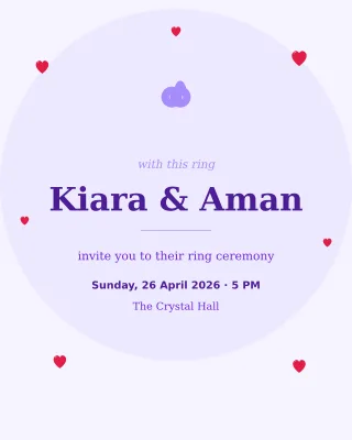 Ring Ceremony — editable white invitation template, instagram portrait