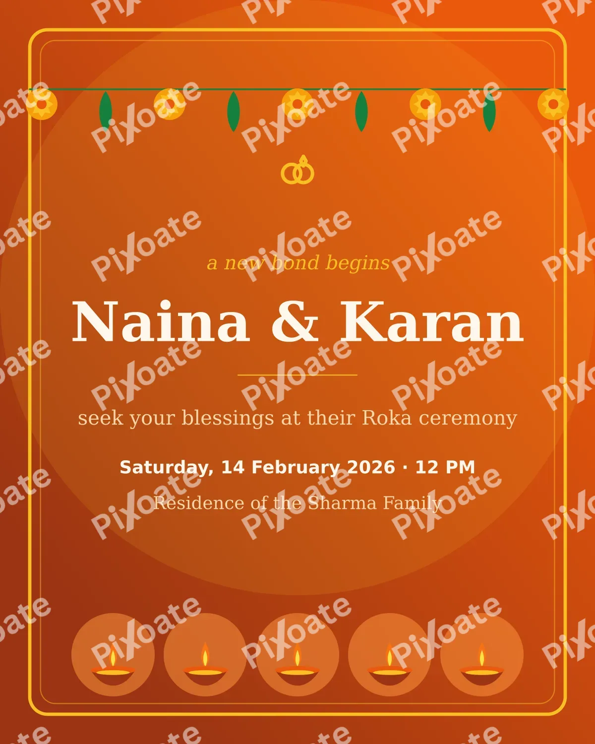 Roka Ceremony Roka Ceremony — editable brown invitation template, instagram portrait