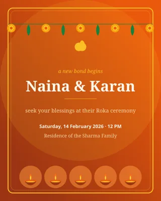 Roka Ceremony — editable brown invitation template, instagram portrait