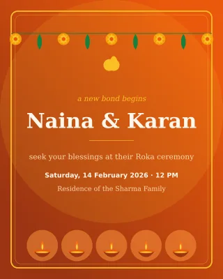 Roka Ceremony — editable brown invitation template, instagram portrait