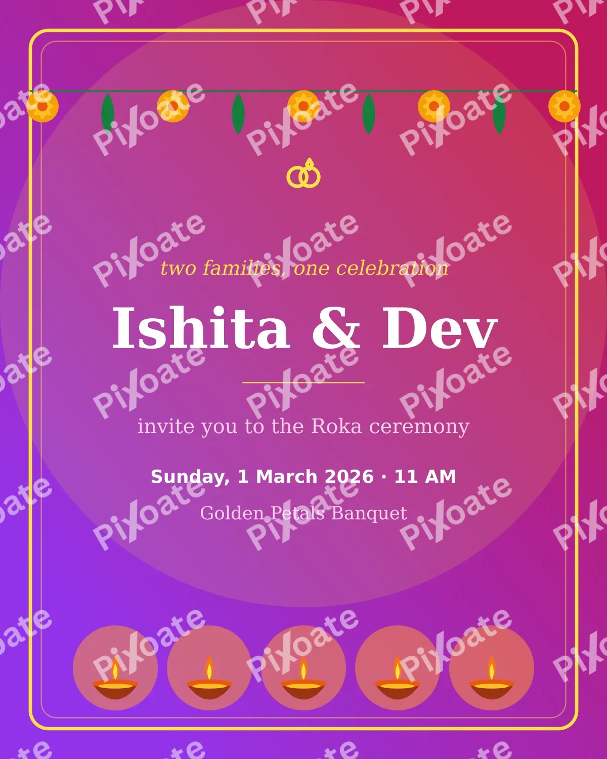 Roka Festive Roka Festive — editable pink invitation template, instagram portrait