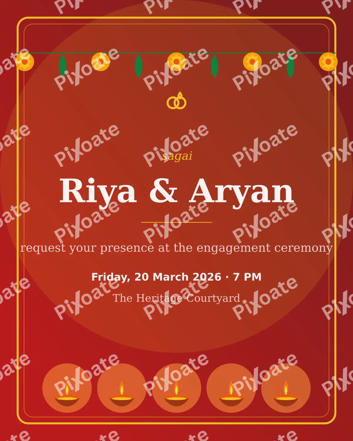 Sagai Ceremony Sagai Ceremony — editable red invitation template, instagram portrait