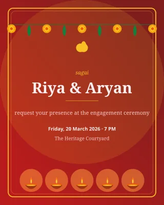 Sagai Ceremony — editable red invitation template, instagram portrait