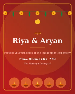 Sagai Ceremony — editable red invitation template, instagram portrait