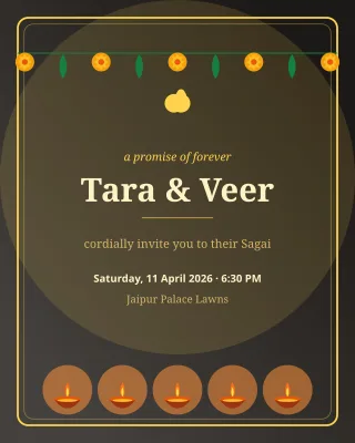 Sagai Royal Gold — editable black invitation template, instagram portrait