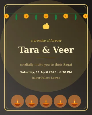 Sagai Royal Gold — editable black invitation template, instagram portrait