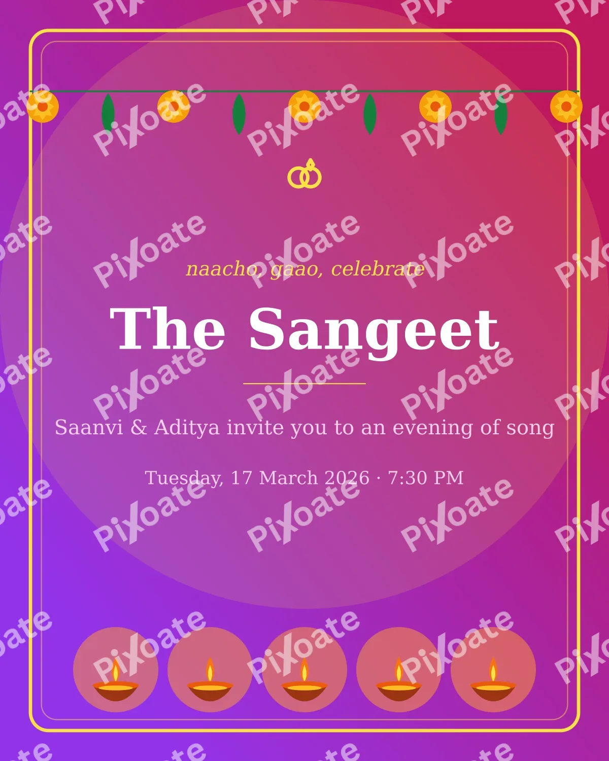 Sangeet Festive Sangeet Festive — editable pink invitation template, instagram portrait
