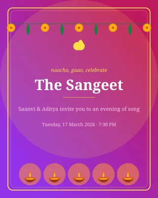 Sangeet Festive — editable pink invitation template, instagram portrait