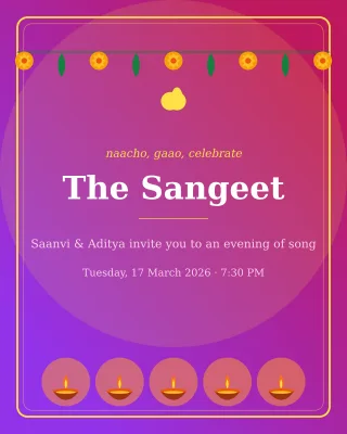 Sangeet Festive — editable pink invitation template, instagram portrait
