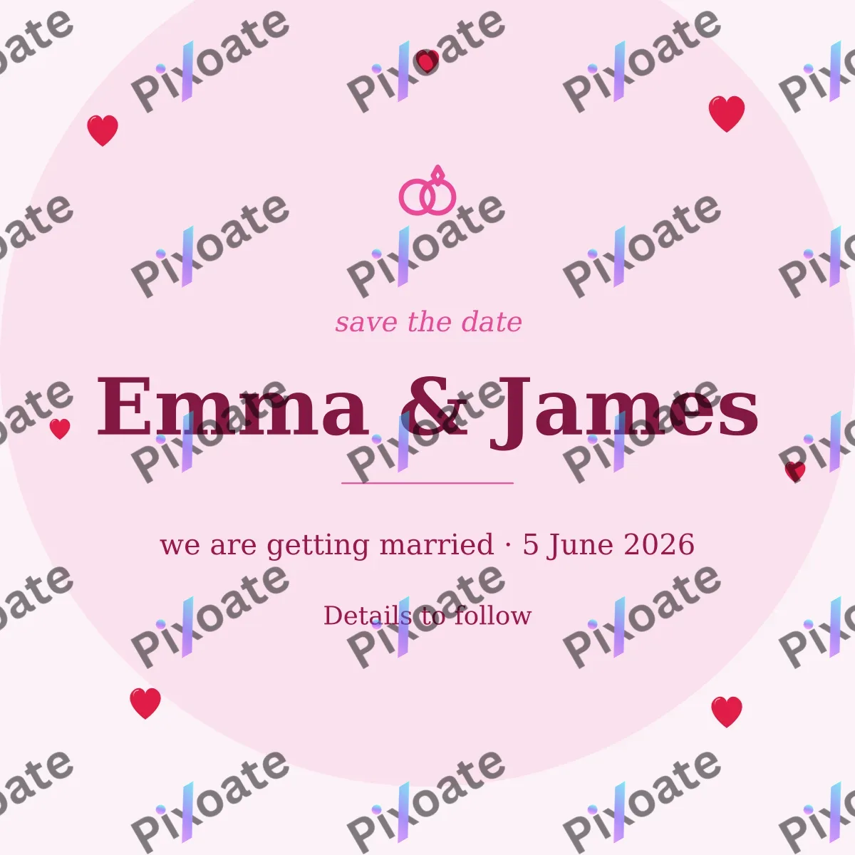 Save the Date Floral Save the Date Floral — editable white invitation template, instagram post