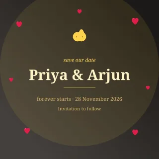 Save the Date Gold — editable black invitation template, instagram post