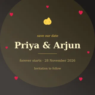 Save the Date Gold — editable black invitation template, instagram post