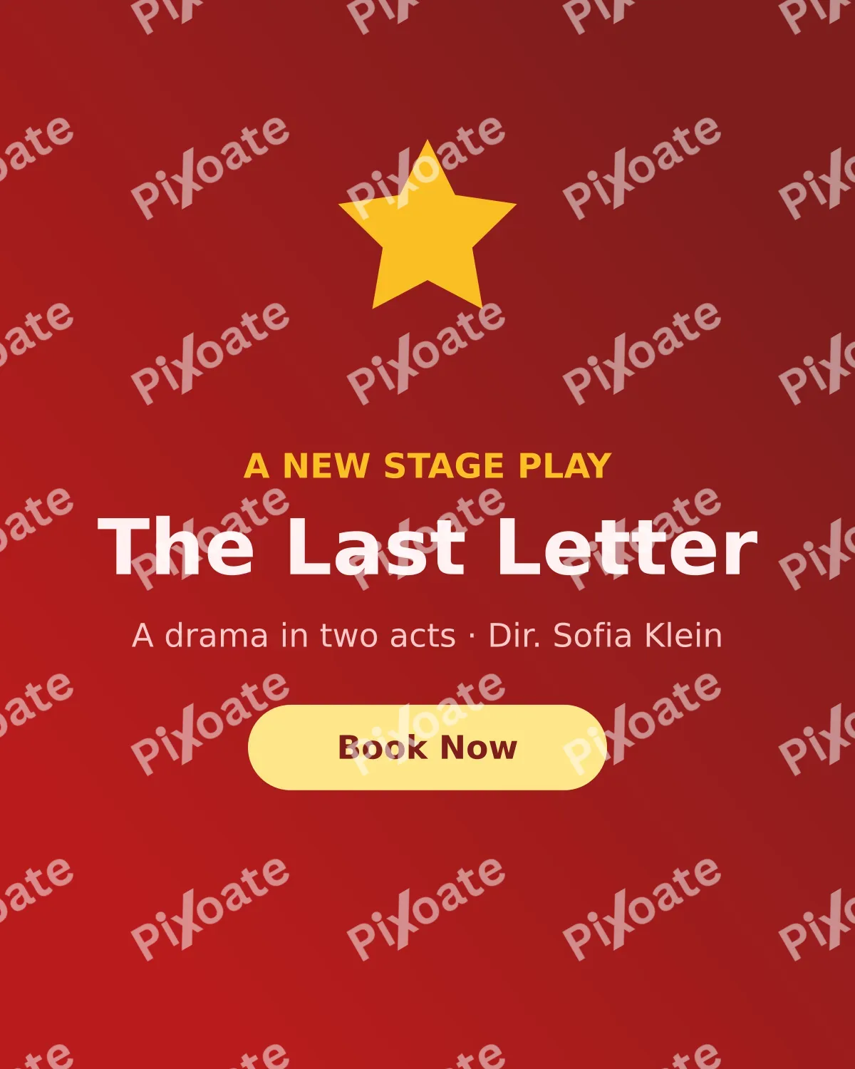 Theatre Play — editable red invitation template, instagram portrait