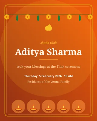Tilak Ceremony — editable brown invitation template, instagram portrait