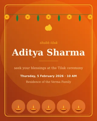 Tilak Ceremony — editable brown invitation template, instagram portrait