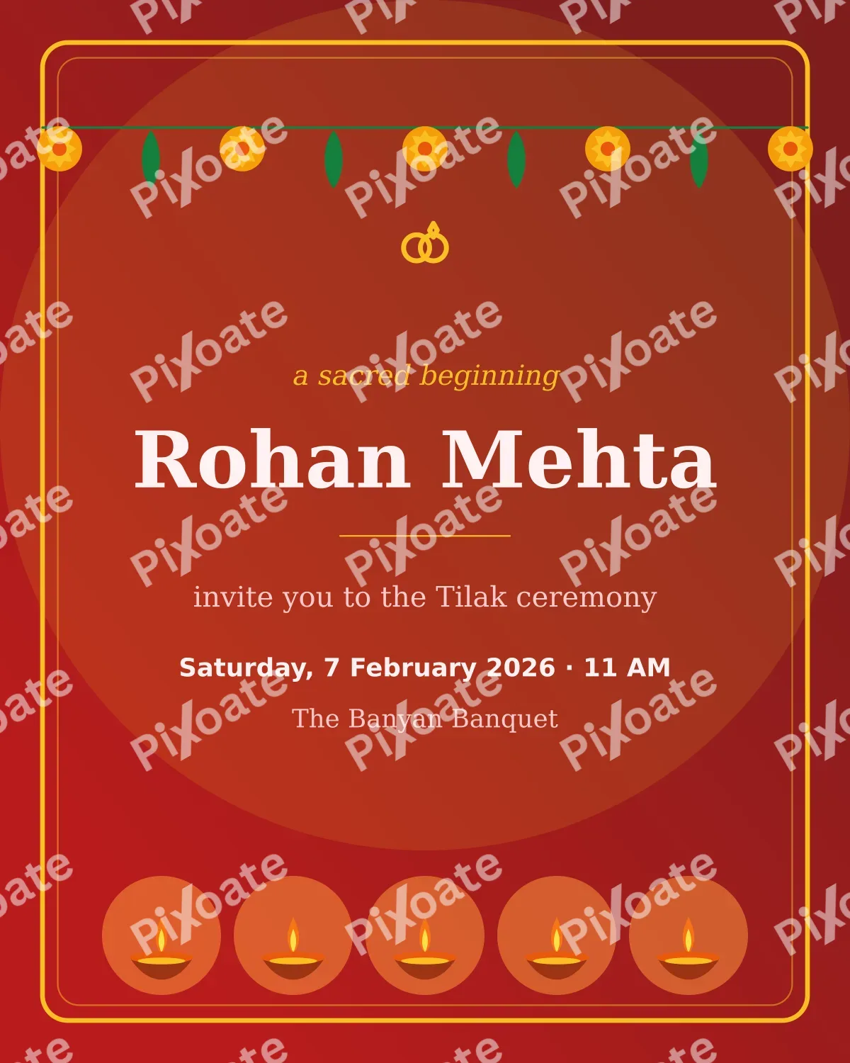 Tilak Traditional — editable red invitation template, instagram portrait