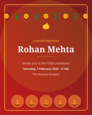 Tilak Traditional — editable red invitation template, instagram portrait