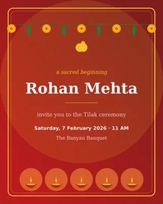 Tilak Traditional — editable red invitation template, instagram portrait