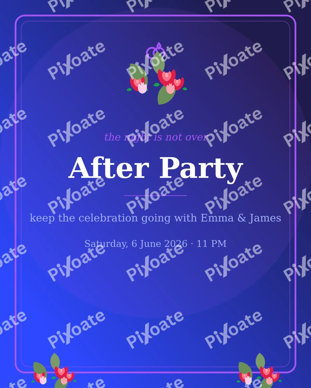 Wedding After Party Wedding After Party — editable blue invitation template, instagram portrait
