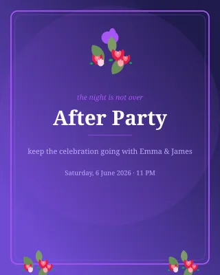 Wedding After Party — editable blue invitation template, instagram portrait