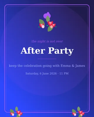 Wedding After Party — editable blue invitation template, instagram portrait