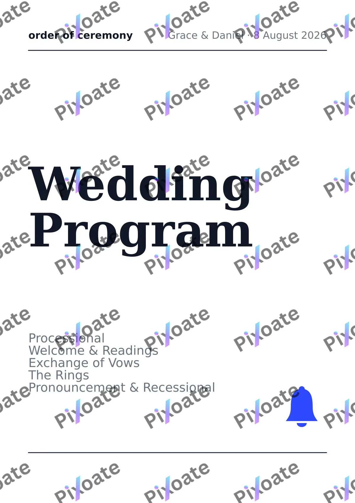 Wedding Program Wedding Program — editable white invitation template, a4 print