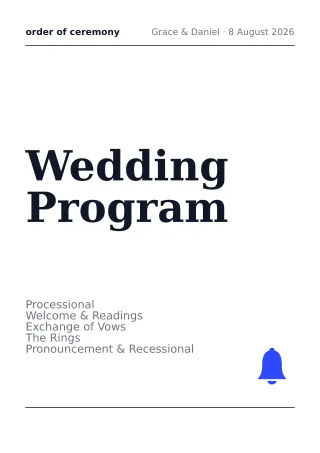 Wedding Program — editable white invitation template, a4 print