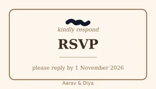 Wedding RSVP Card — editable white invitation template, business card