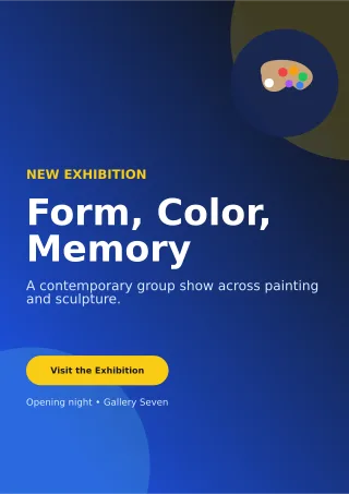 Aurora Art Exhibition Poster A4 Flyer — editable blue flyer or poster template, a4 print