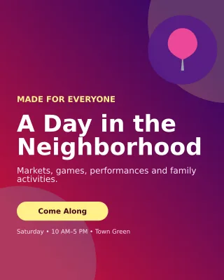 Aurora Community Fair Flyer Poster — editable purple flyer or poster template, instagram portrait