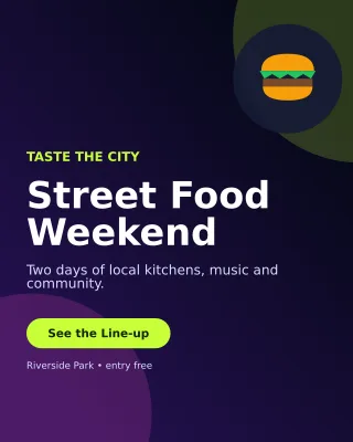 Aurora Food Festival Flyer Poster — editable black flyer or poster template, instagram portrait