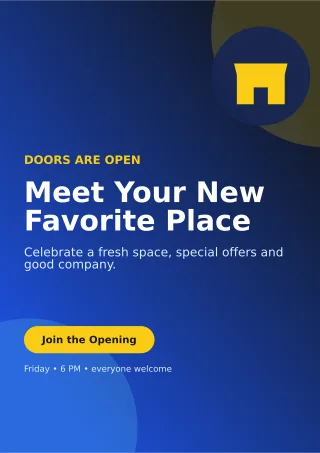 Aurora Grand Opening Flyer A4 Flyer — editable blue flyer or poster template, a4 print