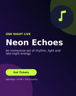 Aurora Live Concert Flyer Poster — editable black flyer or poster template, instagram portrait