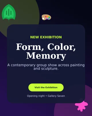 Botanical Art Exhibition Poster Poster — editable black flyer or poster template, instagram portrait