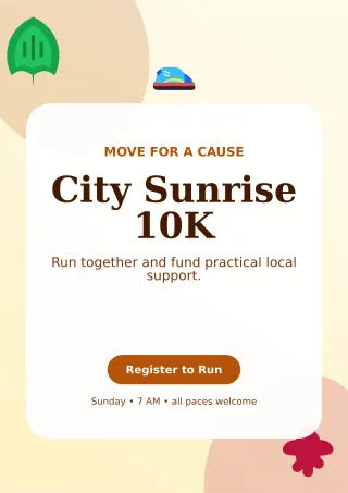 Botanical Charity Run Flyer A4 Flyer — editable white flyer or poster template, a4 print