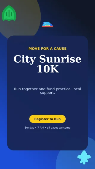Botanical Charity Run Flyer Digital Flyer — editable blue flyer or poster template, story / reel
