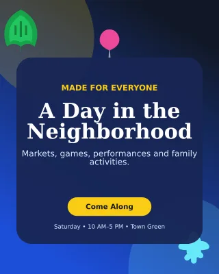 Botanical Community Fair Flyer Poster — editable blue flyer or poster template, instagram portrait