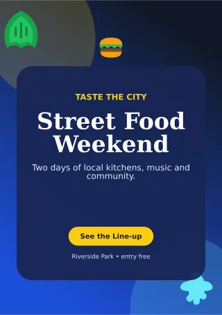 Botanical Food Festival Flyer A4 Flyer — editable blue flyer or poster template, a4 print