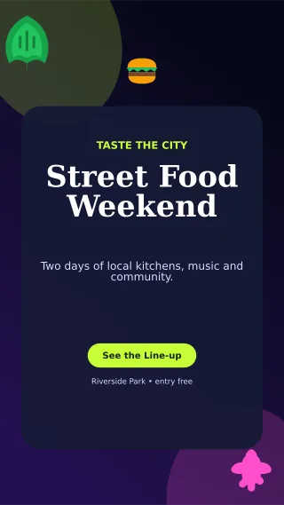 Botanical Food Festival Flyer Digital Flyer — editable black flyer or poster template, story / reel