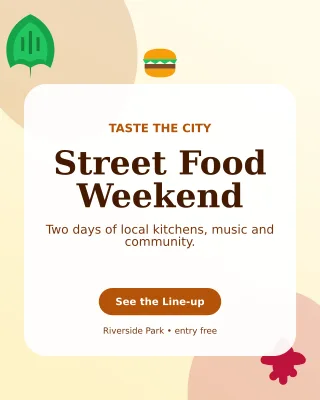 Botanical Food Festival Flyer Poster — editable white flyer or poster template, instagram portrait
