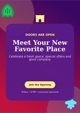 Botanical Grand Opening Flyer A4 Flyer — editable purple flyer or poster template, a4 print