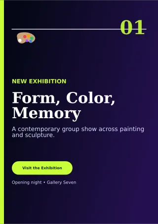 Editorial Art Exhibition Poster A4 Flyer — editable black flyer or poster template, a4 print