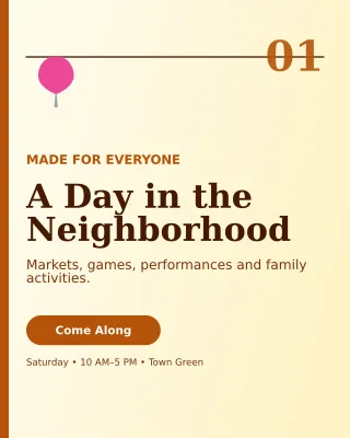 Editorial Community Fair Flyer Poster — editable white flyer or poster template, instagram portrait